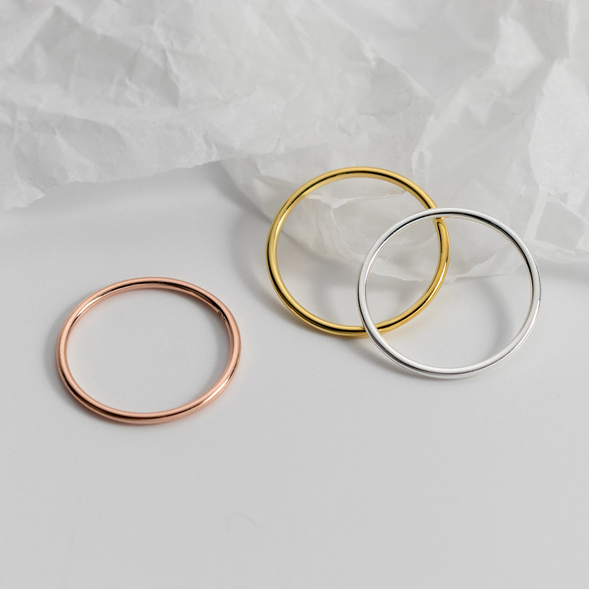 Love Lodge Sterling Sier Simple Thin Glossy Rings
