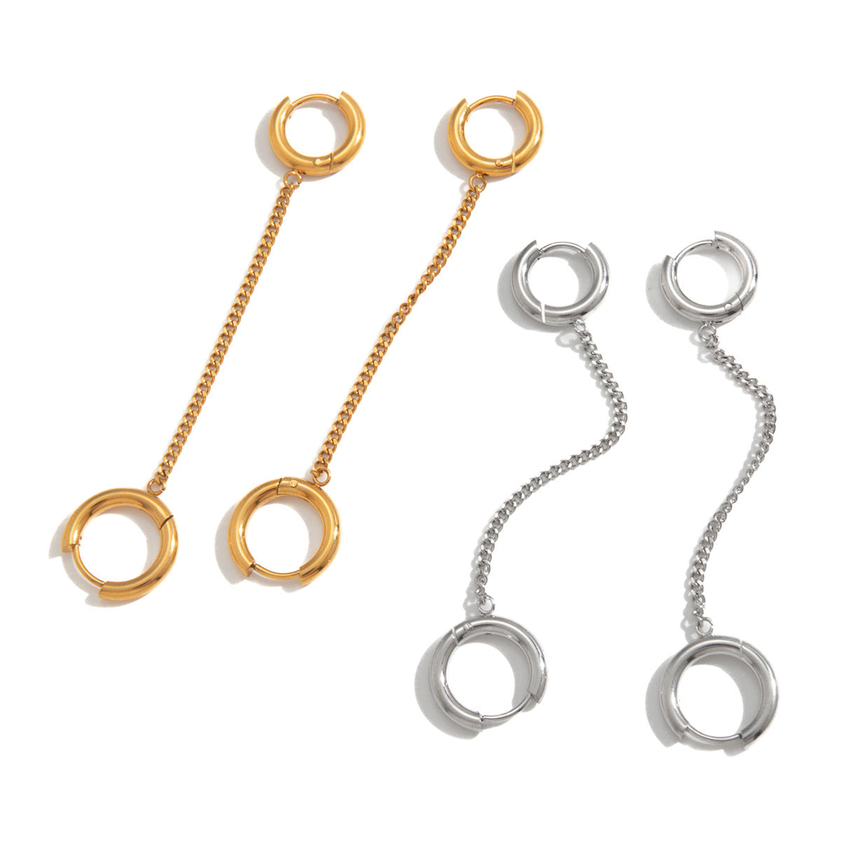 Double Tassel Stainless Steel Classic Simple Personality High Earrings