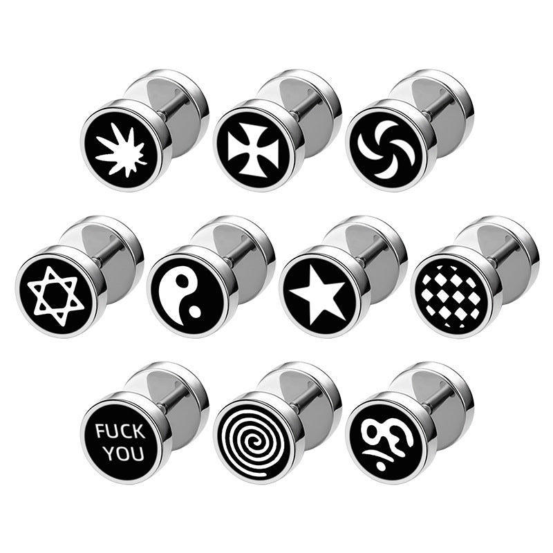 Bilateral Epoxy Titanium Steel Ear Drip Bone Fake Extender Earrings