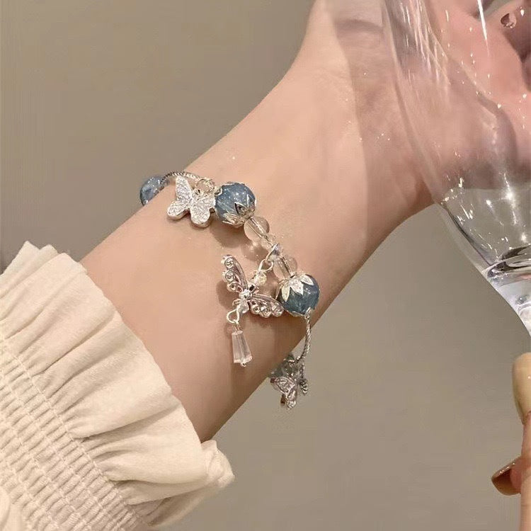 Gradient Hot Flower Glass Beaded Trendy Simple Light Bracelet