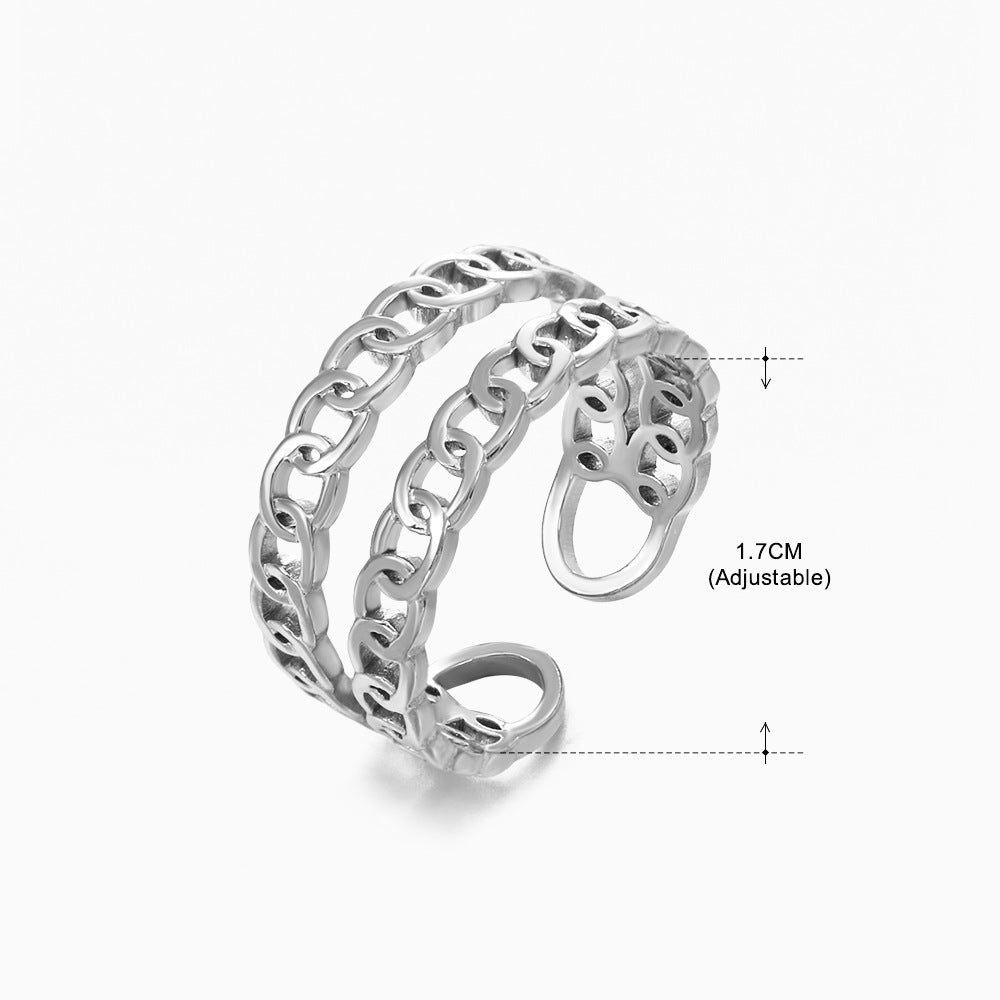 Stainless Steel Shaped Female Retro Popular Geometric Rings