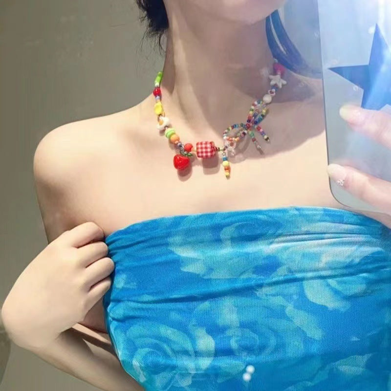 Apple Paradise Colorful Beaded Summer Bohemian Clavicle Chain Necklaces