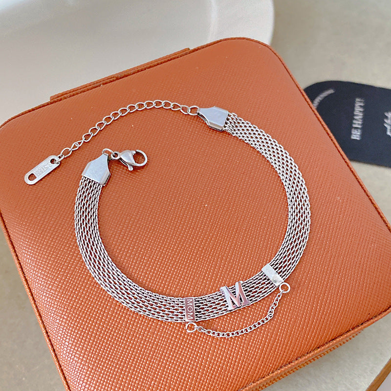 Light Luxury Micro Inlaid Zircon Woven Wire Mesh Fashion Temperament Bracelet