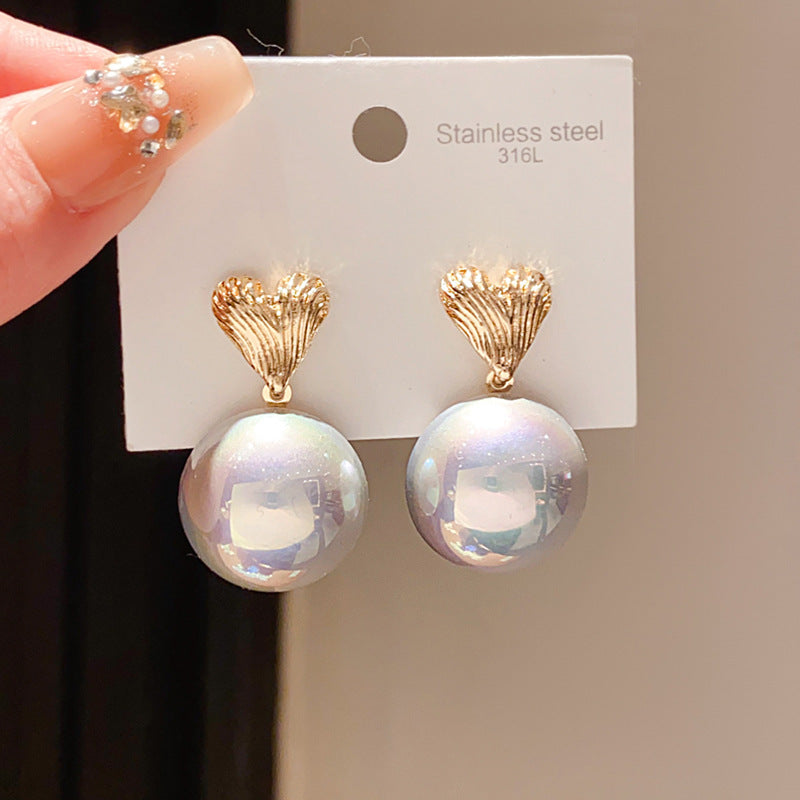 Needle Imitation Pearl Love Pattern Geometric Round Elegant Graceful French Rings