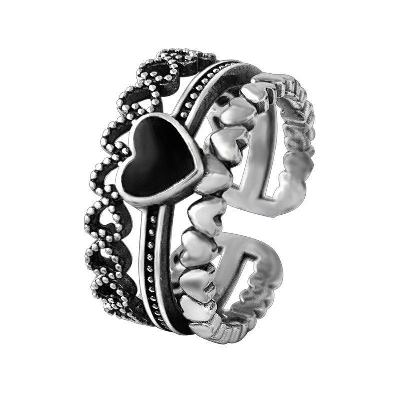 Women's Gate Black Heart Shape Index Finger Rings