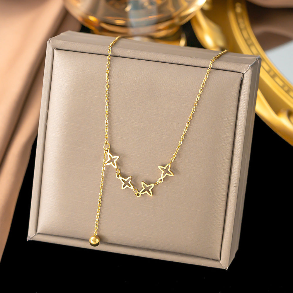 Women's Gold Plated Long Fringe Bead Necklaces