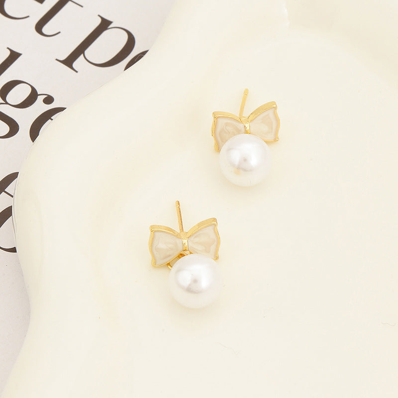 Women's Light Luxury Eardrops Elegant High-grade Bow Drop Oil Rings