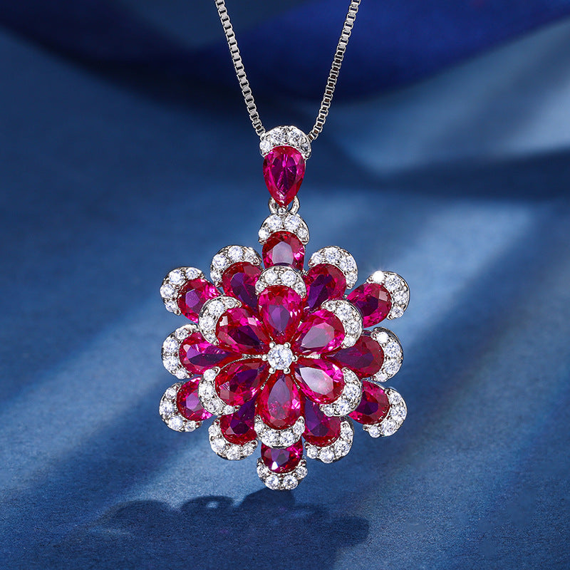 Red Corundum Preserved Fresh Flower Advanced Pendants