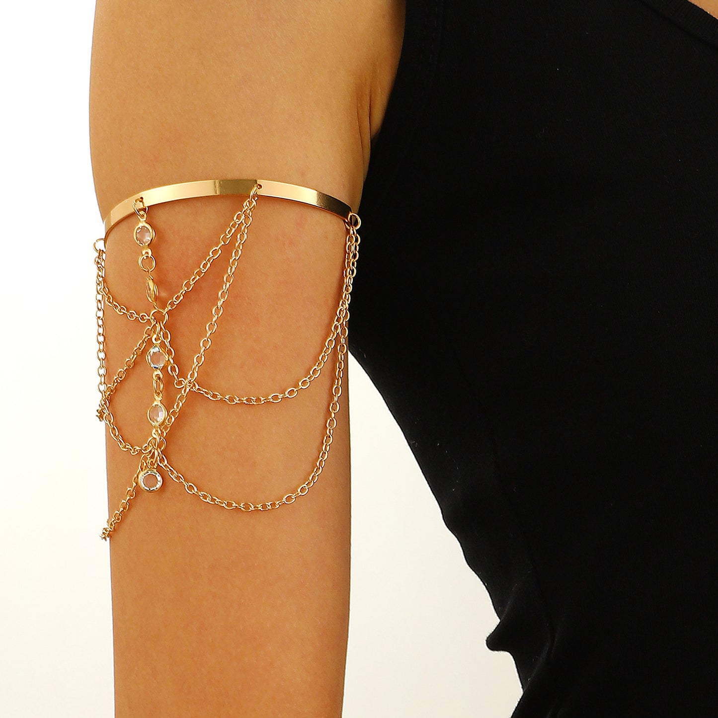 Niche Adjustable Arm Chain Metal Lanyard Tassel Armband Vacation Style Bracelets