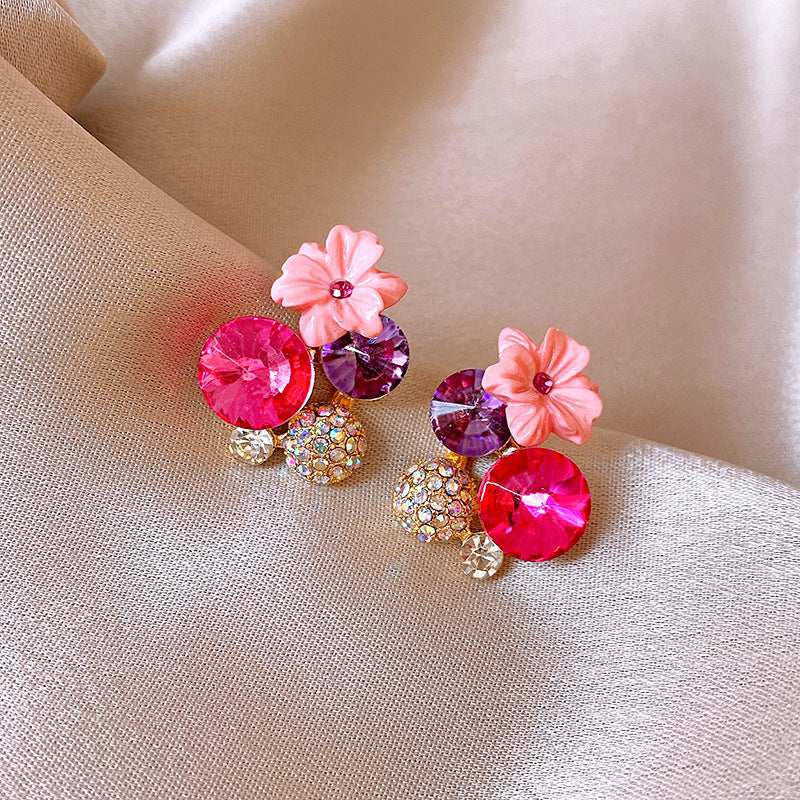 Dopamine Sweet Niche Flower Pearl Fashion Exquisite Stud Earrings