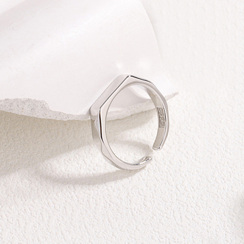 Fashion Geometry Pattern Square Round Smooth Opening Male Rings