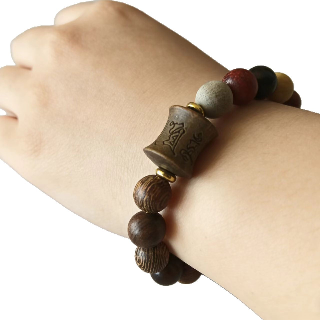 Joint Traffic Light Buddha Beads Wood Gold Silk Bracelets