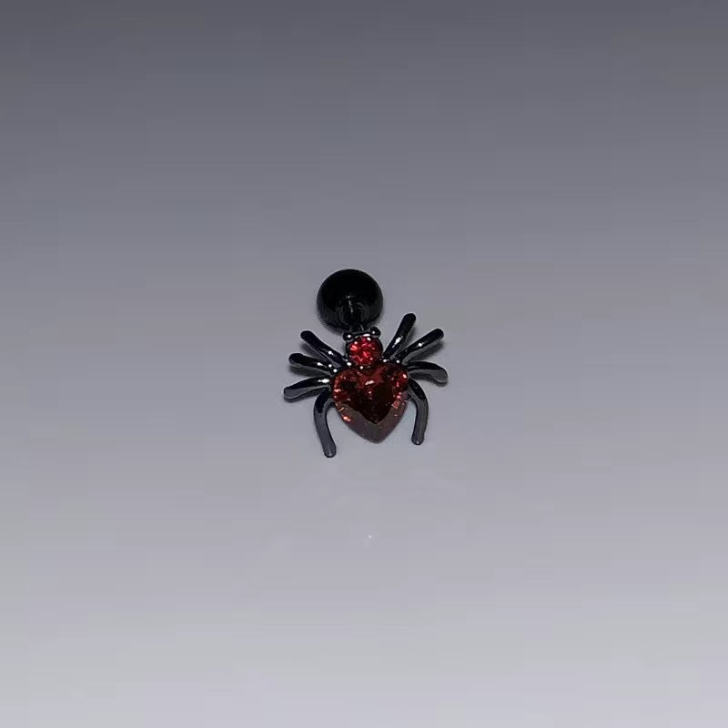 Dark Spider Jacinth Ear Bone Personality Gothic Stud Earrings