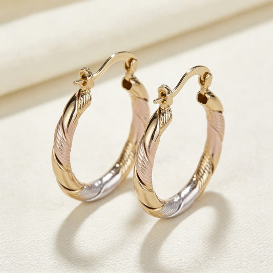 Twisted Twist Gold Sier Rose Contrast Color Light Luxury High-grade Ear Buckle