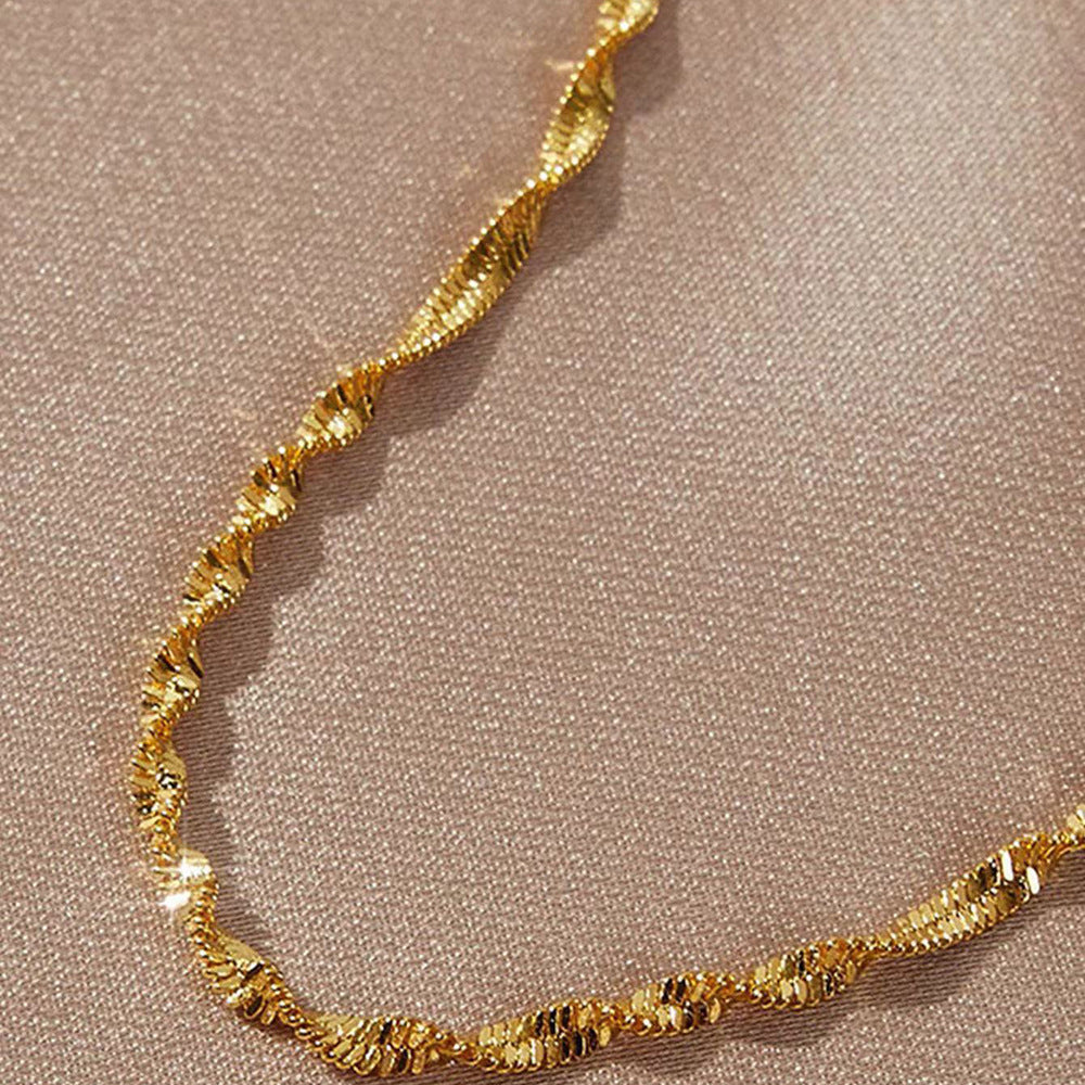 Women's Affordable Luxury Fashion Elegant Gold-plated Stainless Steel Water Wave Chain Bracelets
