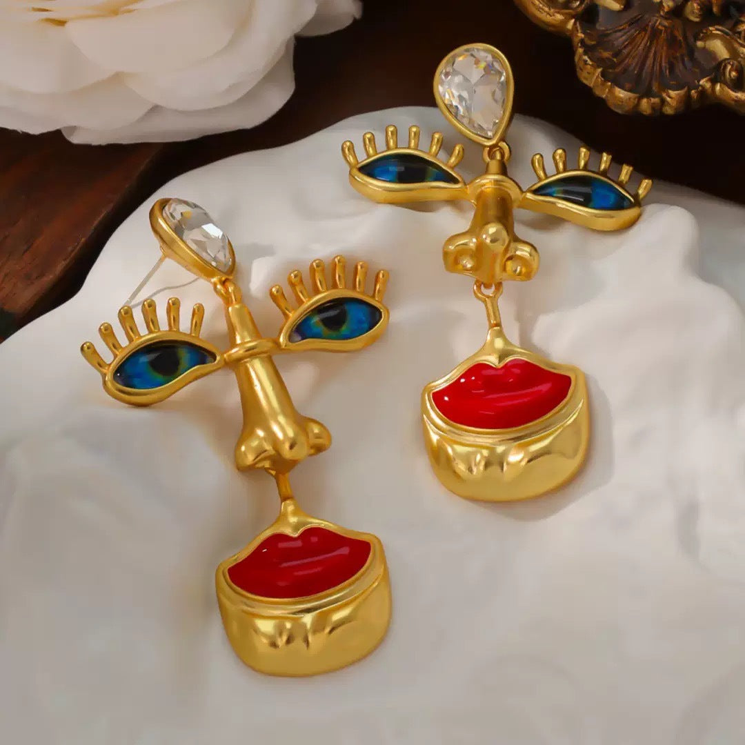 Red Lips Niche High-key Eardrop Personality Artistic Sense Light Luxury Earrings