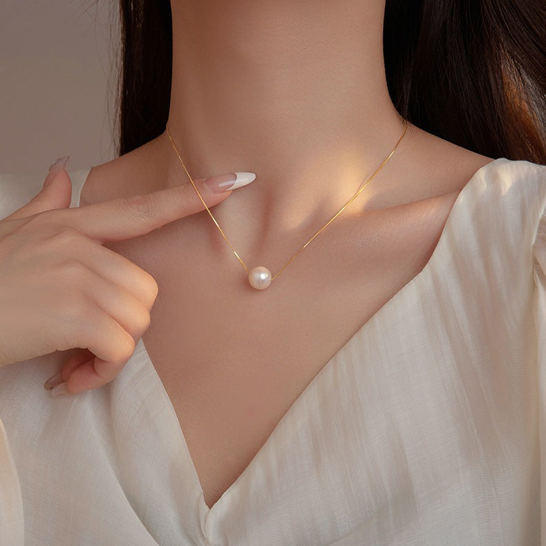 Sier Right Rain Pearl Female Niche Clavicle Chain Light Luxury Necklaces