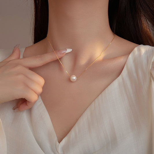 Sier Right Rain Pearl Female Niche Clavicle Chain Light Luxury Necklaces
