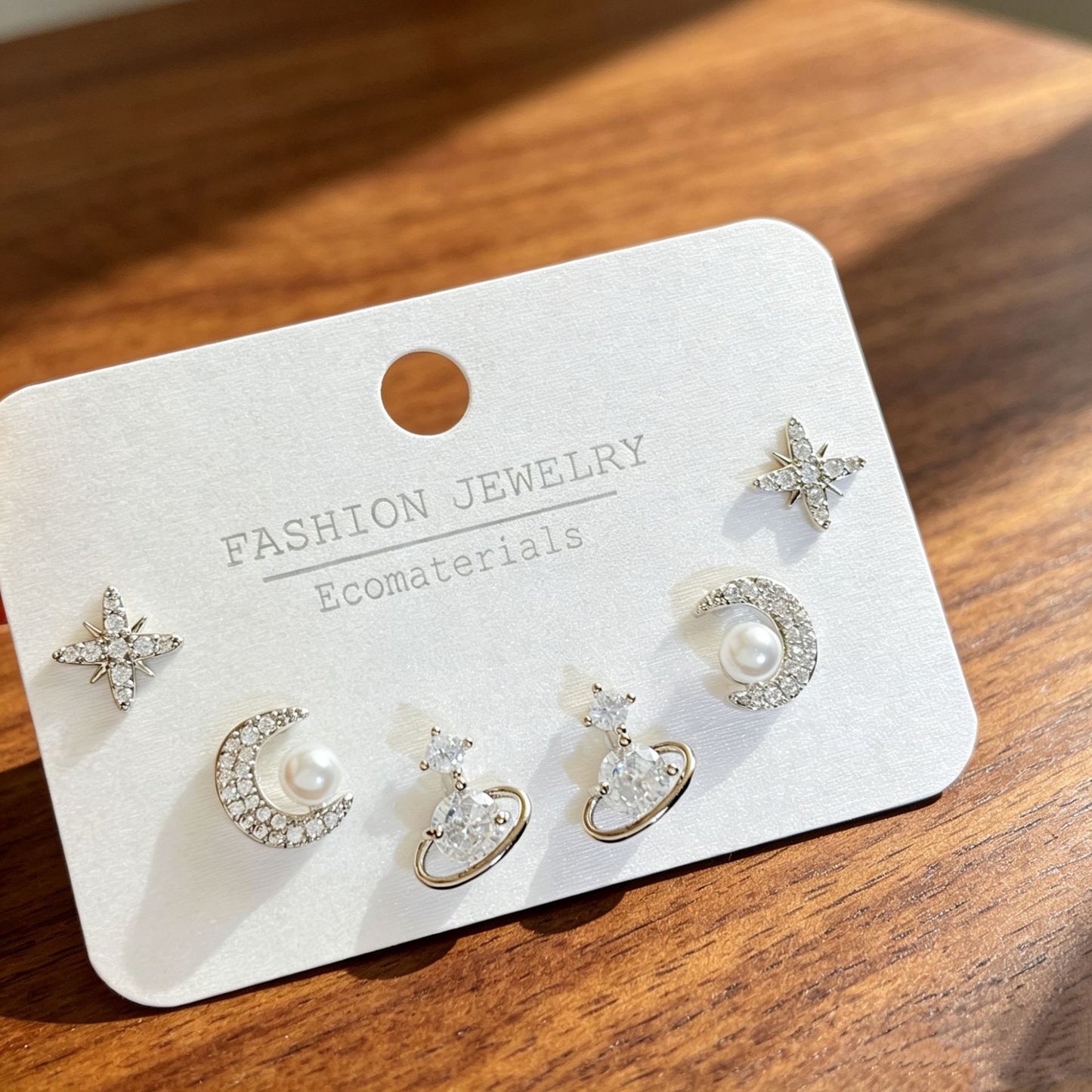 Women's Needle Simple Series Three Pairs Storage Ear Rings