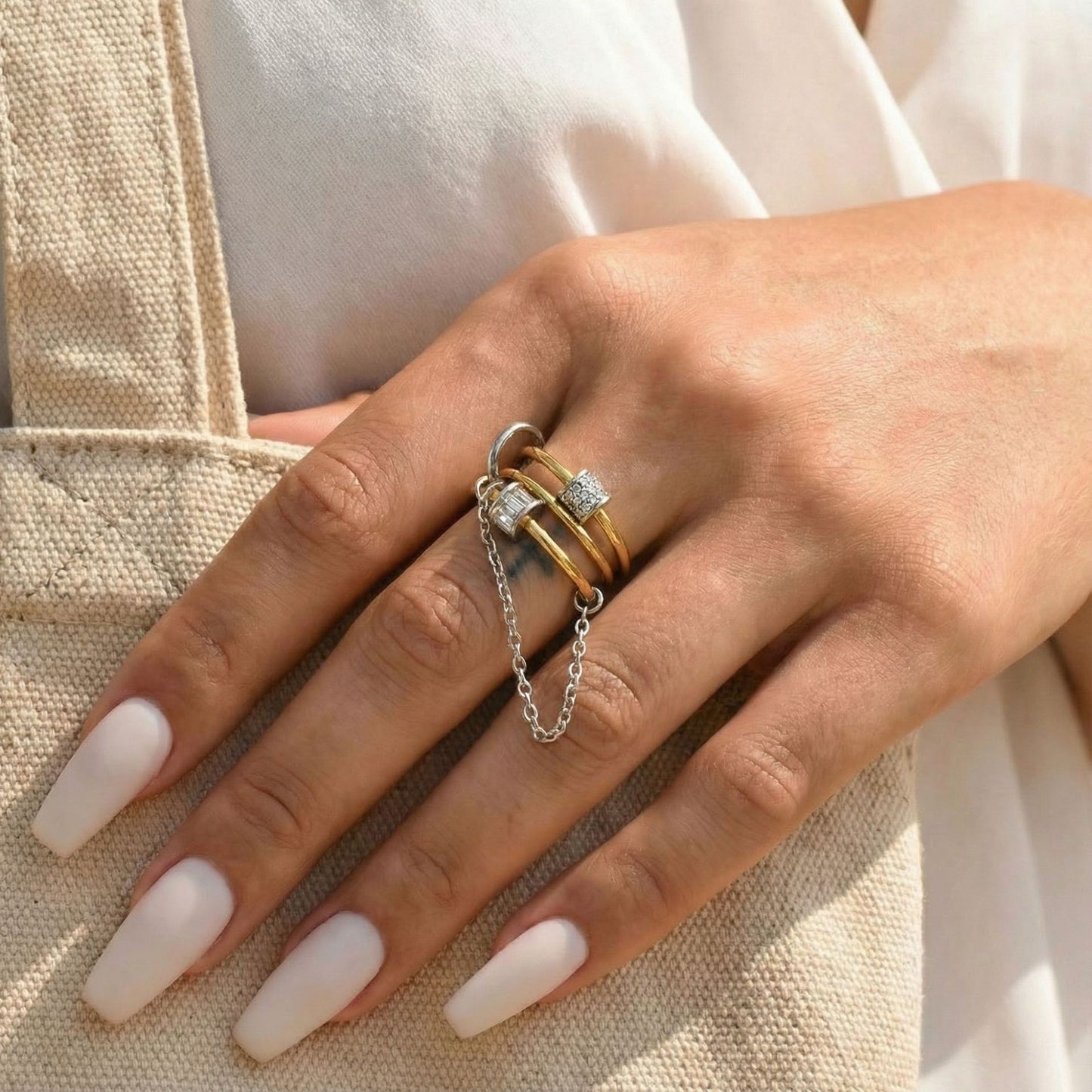 Stainless Steel Couple Buckle Rich Details Display Versatile Personality Ring