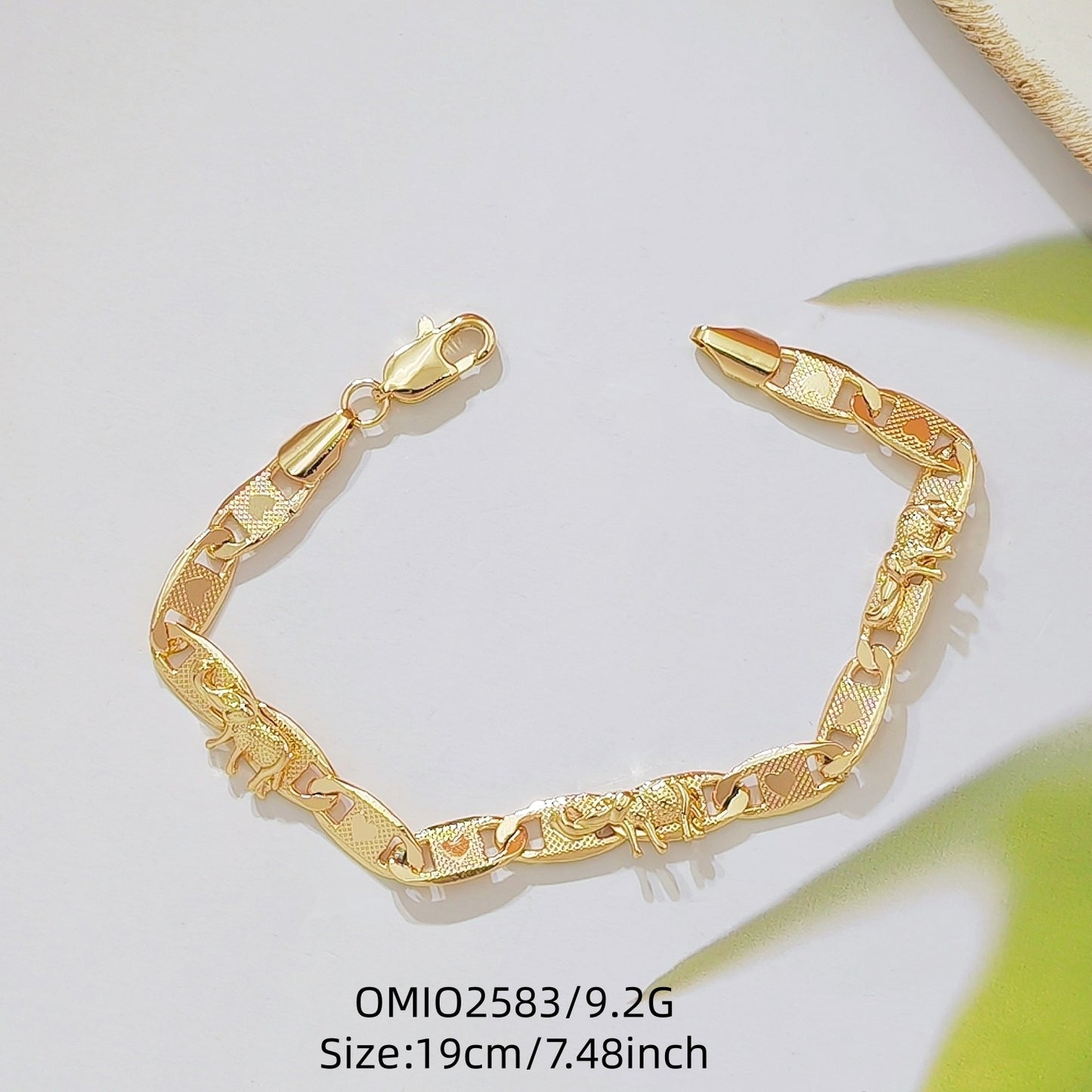 Women's Bright Surface Carven Design Elephant Gold Bracelet