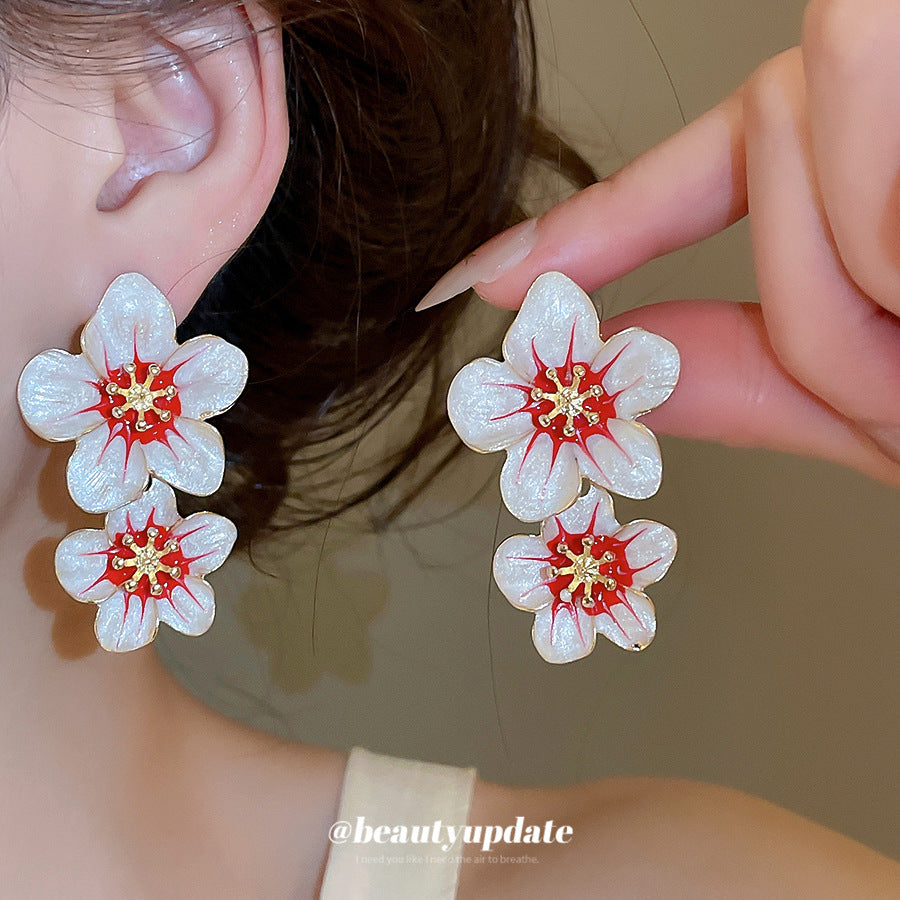 Women's Sier Needle Glaze Flowers Seaside Vacation Style Fresh Sweet Super Earrings