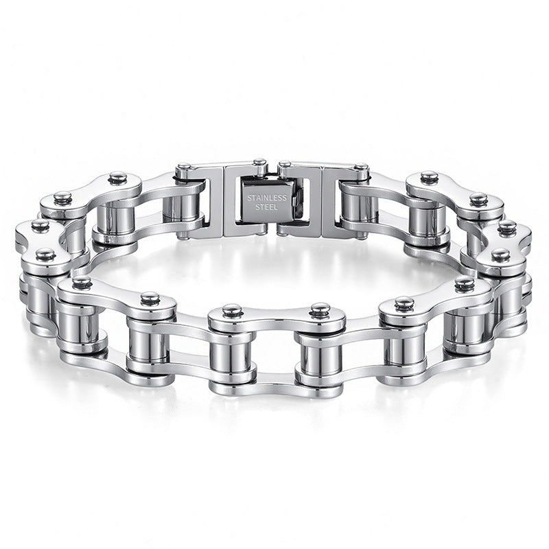 Men's Steel Handmade Motorcycle Punk Bicycle Couple Bracelets