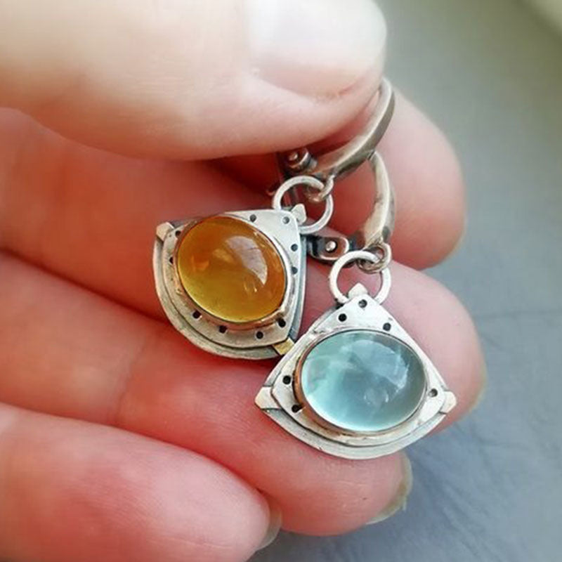 Durable Drop-shaped Blue Gem Handmade Drop Rings