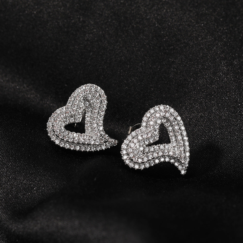 Hollow Love Heart Retro Affordable Luxury Fashion Hip Stud Earrings