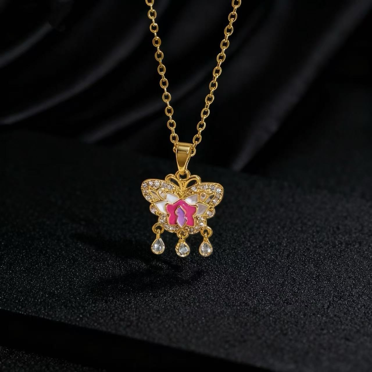 Women's Design Colorful Zircon Butterfly Clavicle Chain Trendy Necklace