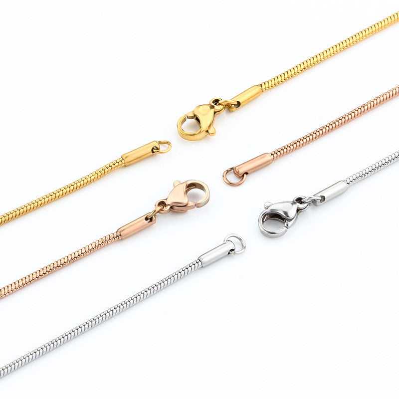 Women's & Men's Stainless Steel Snake Bone Welding Mouth Personality Trendy Items Basic Necklace