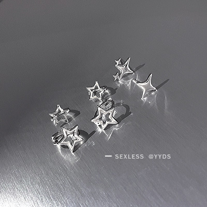 Women's Star High-grade Temperament Auricular Needle Design Clip Rings