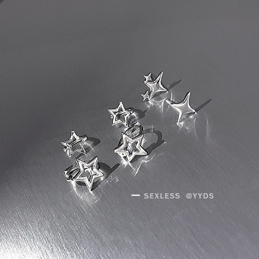 Women's Star High-grade Temperament Auricular Needle Design Clip Rings