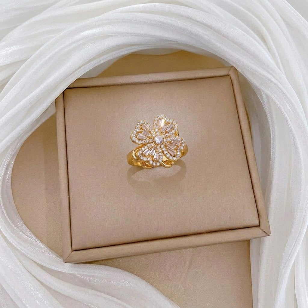 Design Rotating Bauhinia Zircon Flower Gas Clavicle Chain Necklace