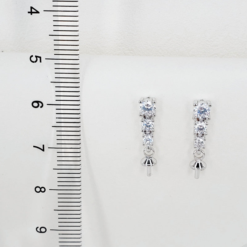 Rhinestone Pearl Long Shell Beads Simple Fashion Personality Stud Earrings