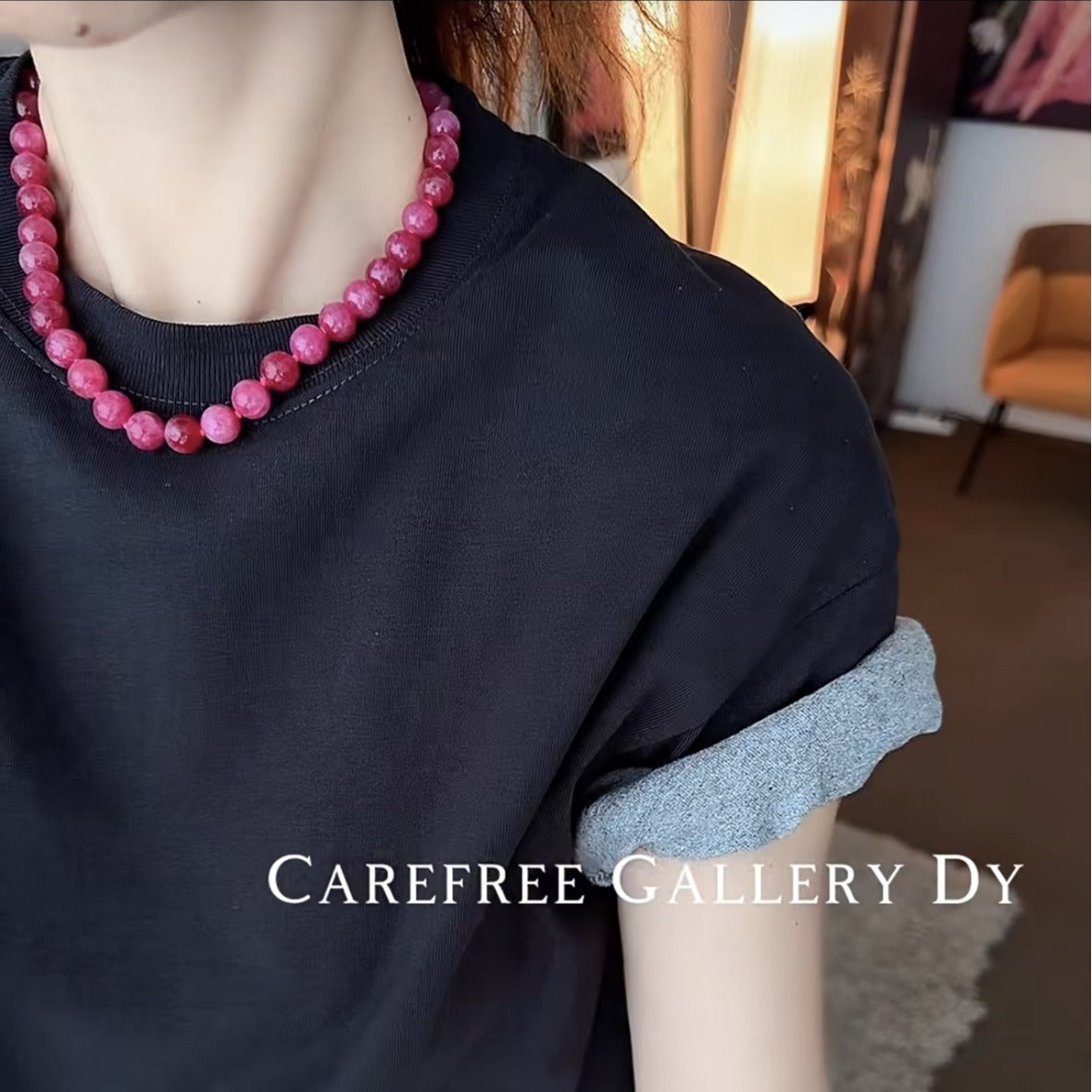 High-grade Exquisite Stone Pink Cute Beaded Light Necklaces