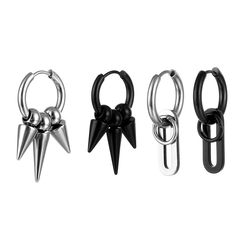 Steel Tassel Pointed Cone Coil Titanium Ear Buckle