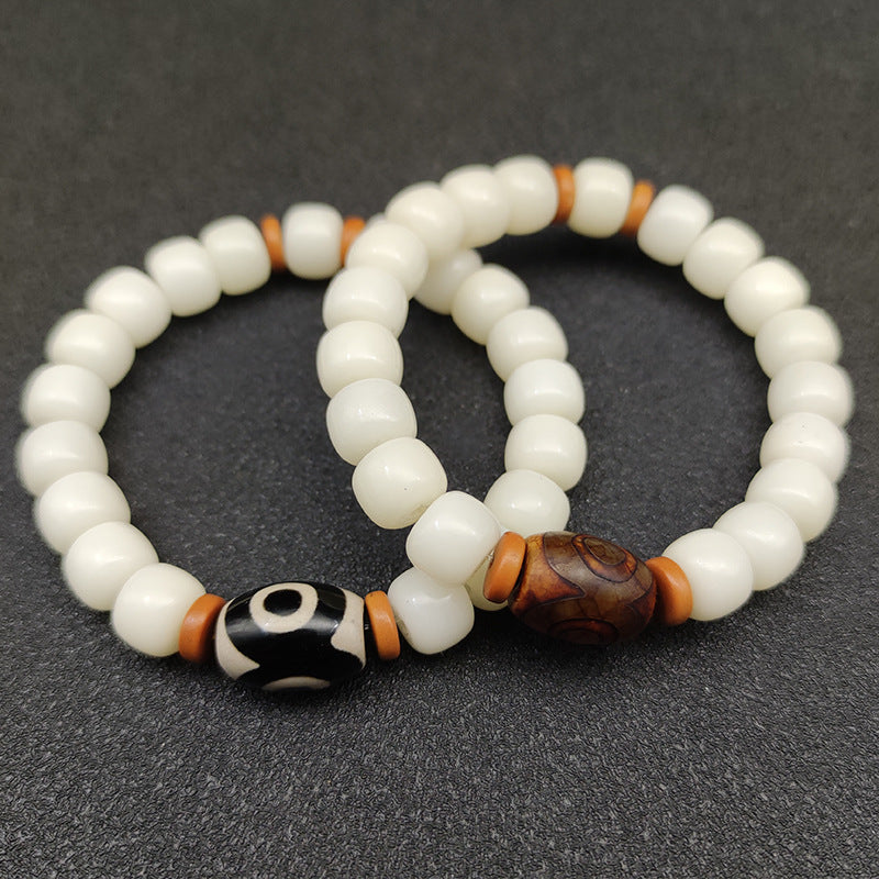 Women's Spot White Jade Bodhi Root Tibet Beads Buddha Bracelets