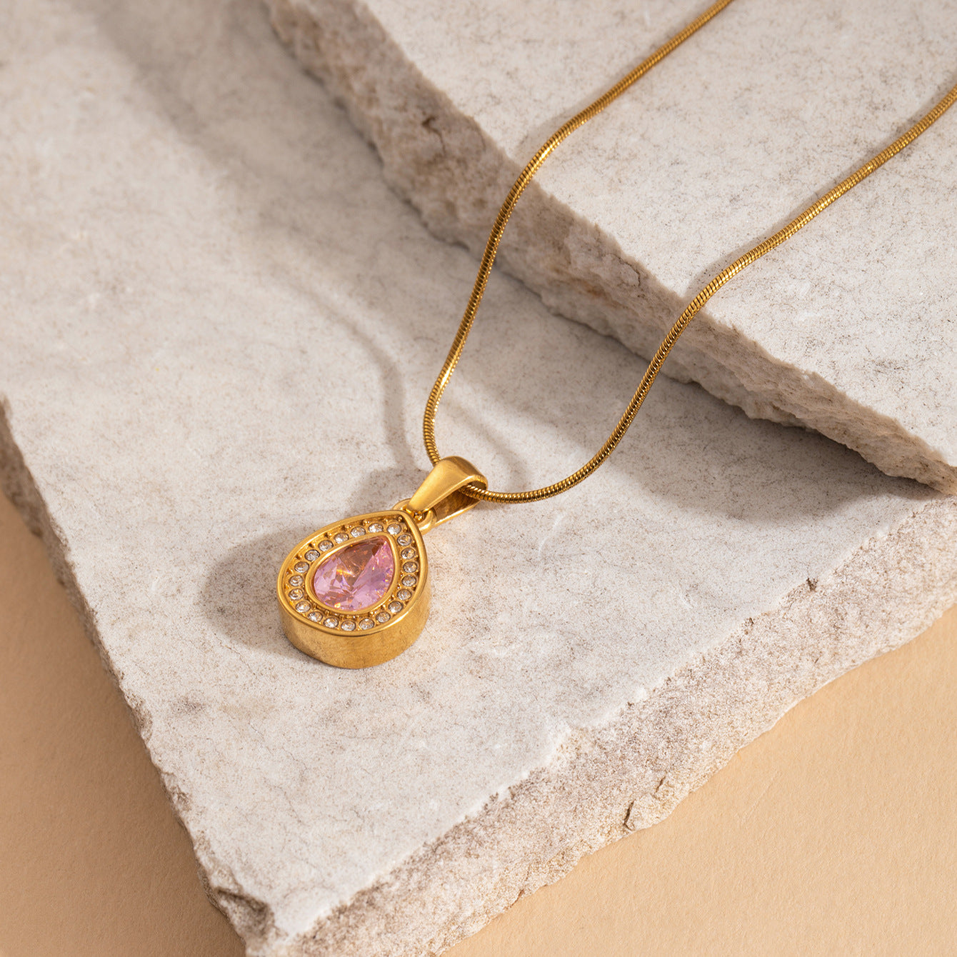 Elegant Titanium Snake Chain Inlaid Zircon Light Necklace