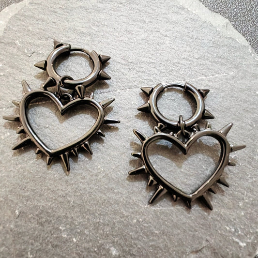 Style Personalized Thorn Circle Buckle Heart Earrings