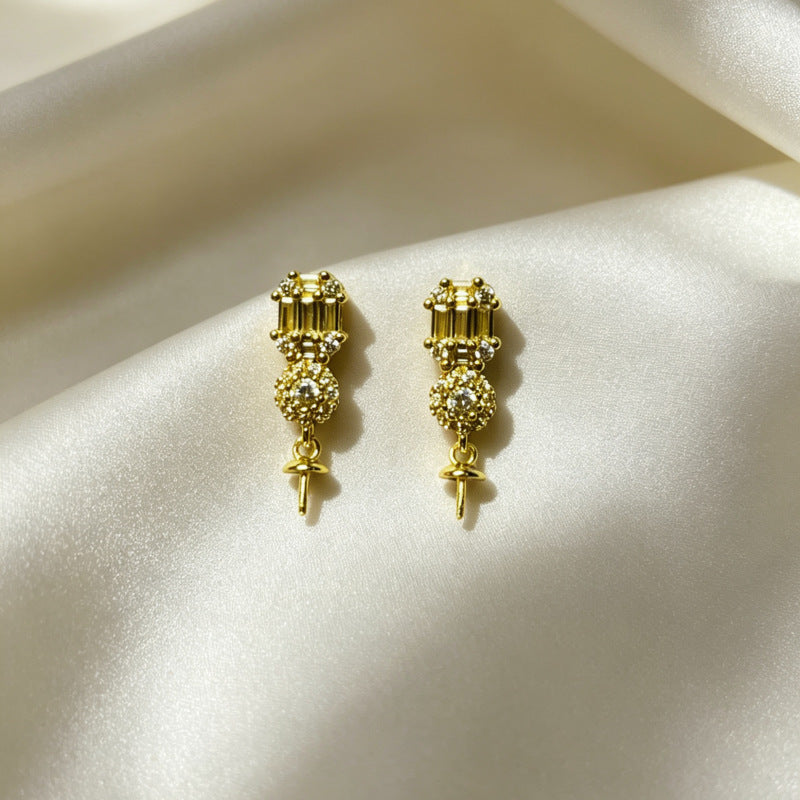 Pin Australian White Rhinestone Light Luxury Temperament High-grade Mid-length Stud Earrings