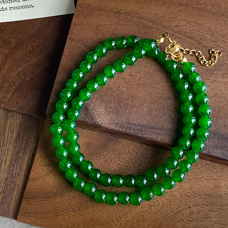 Women's Green Beaded Trendy National Style Clavicle Necklaces