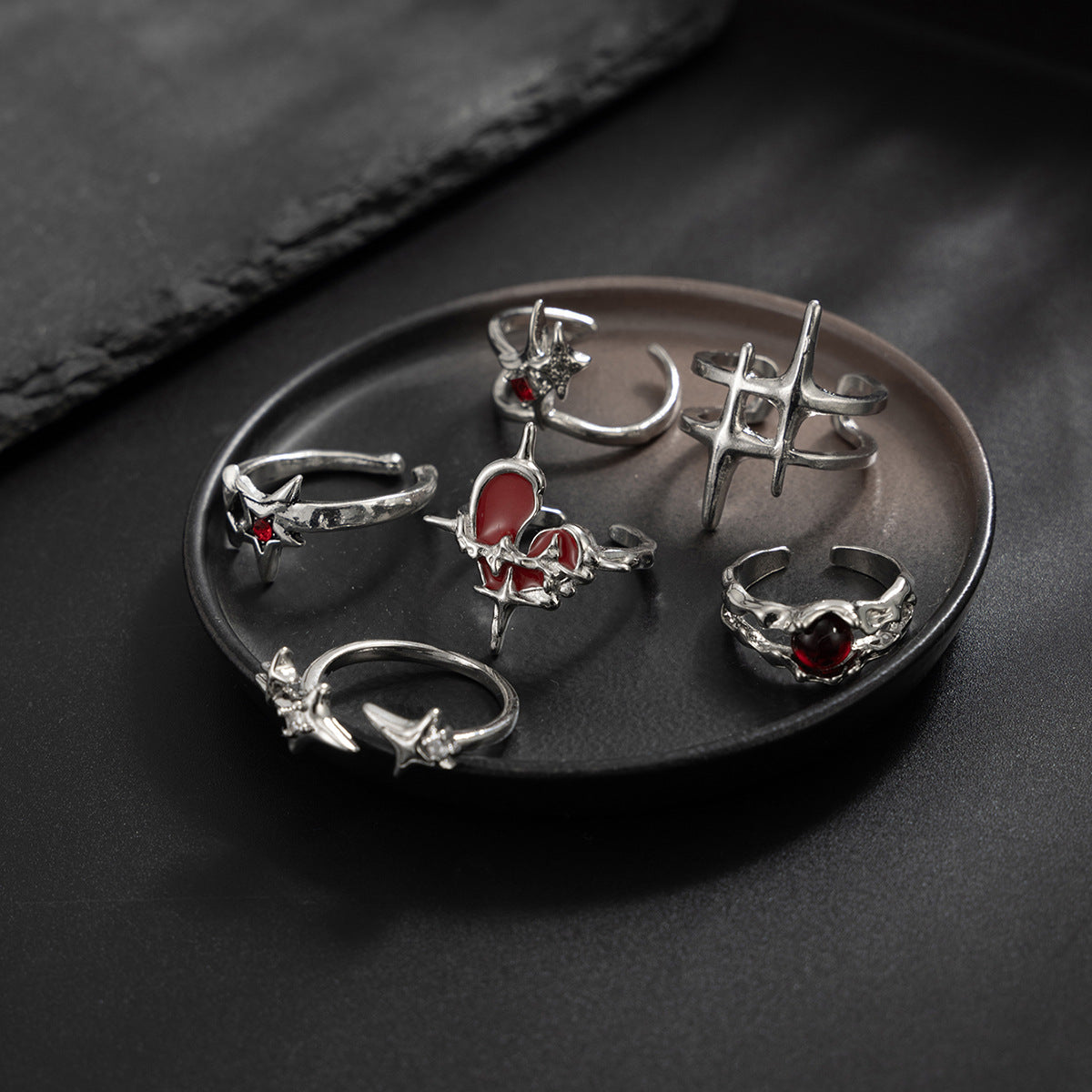 Men's Vintage Gemstone Hip Hop Fashion Personality Five-pointed Ring