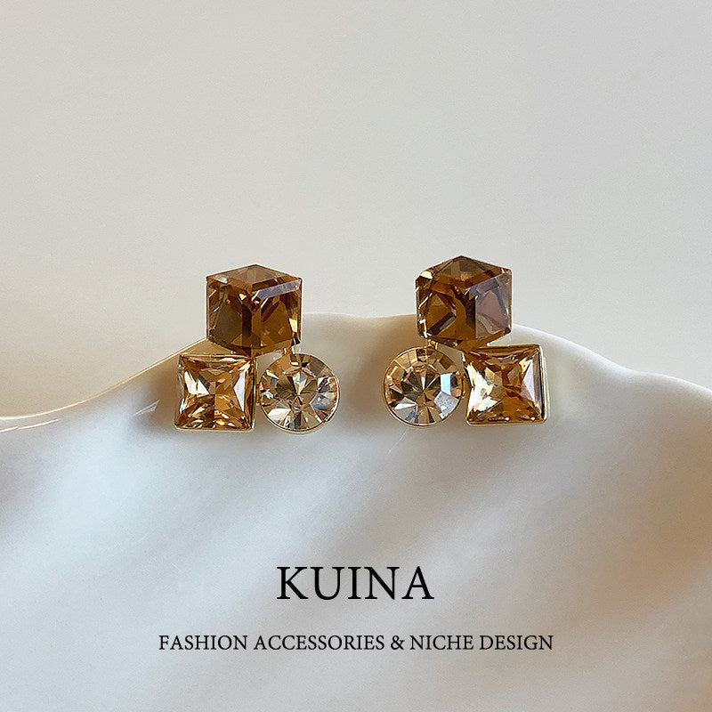 Light Luxury Brown Sterling Sier Refined Stud Earrings