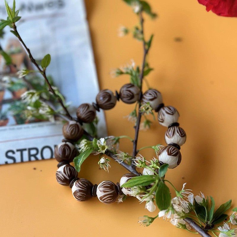 Root Beads Textured Bead With Leather Bracelets