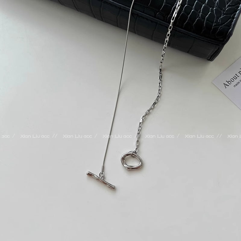 Steel Stitching Buckle Female Clavicle Chain Light Luxury Minority Necklaces