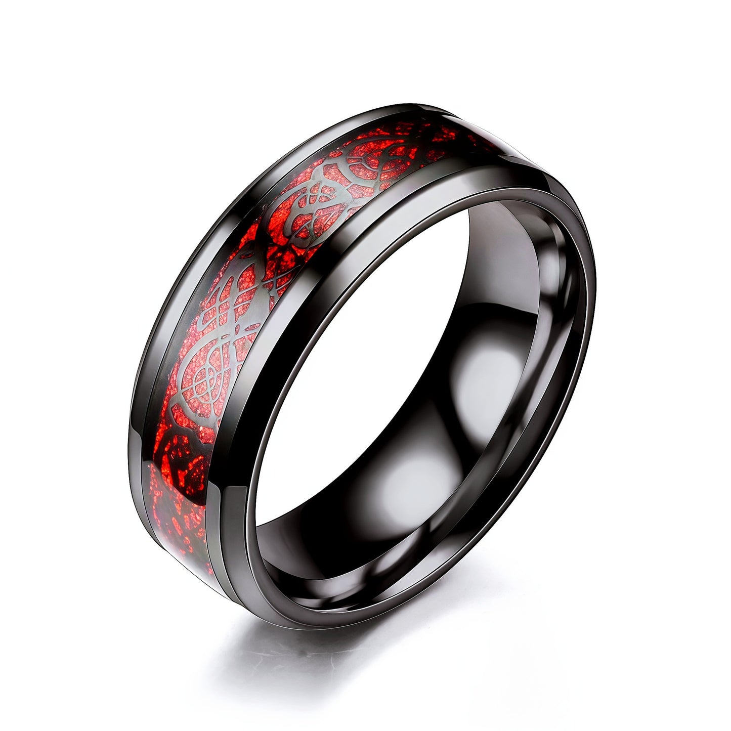 Men's Steel Meteorite Inlaid Gold Foil Light Luxury Fashion Ring