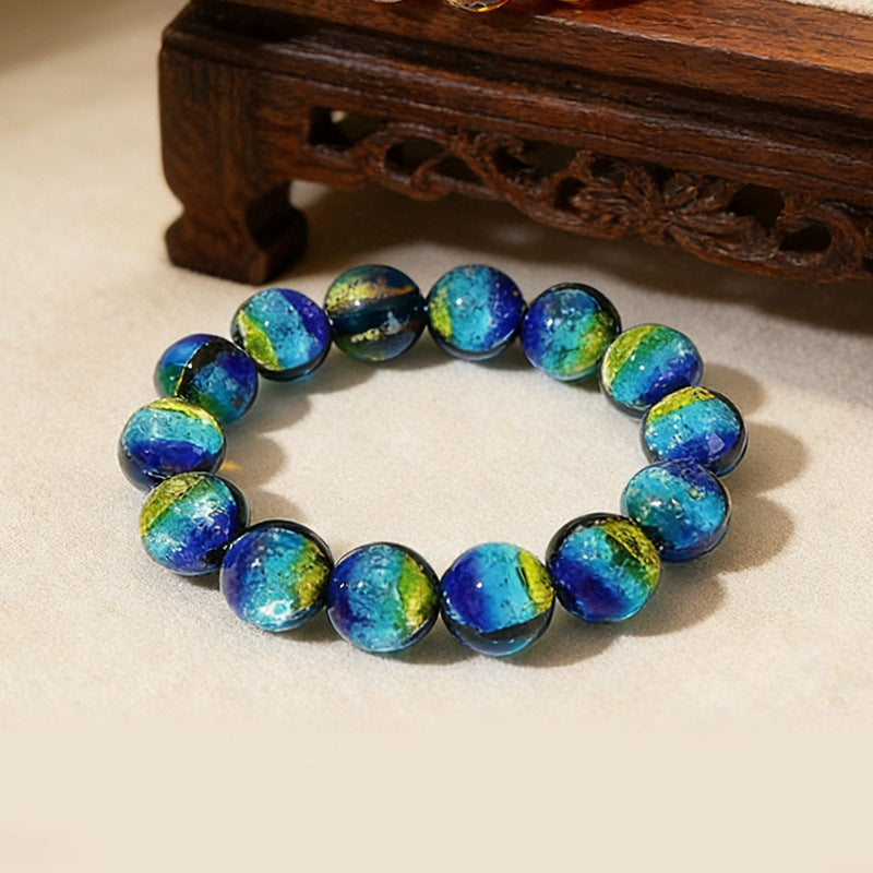 Sier Foil Luminous Beaded Gradient Color High Bracelets