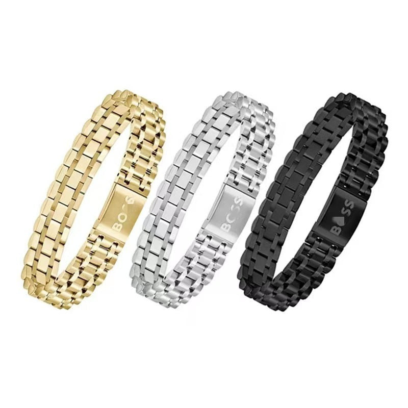 Men's Stainless Steel Strap Business Fashion Gift For Father's Bracelet