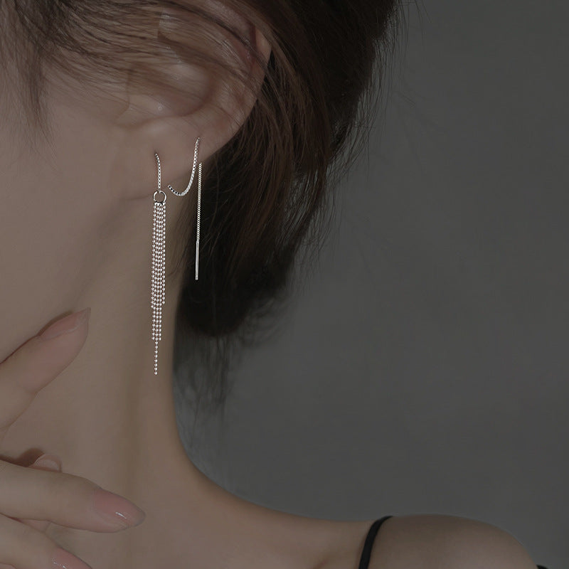 Round Beads Tassel Thread Female Fashion Design Cold Wind Light Ear Line